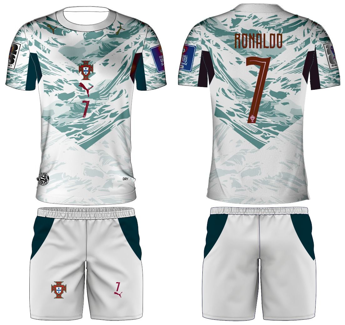 Portugal Ronaldo Football Kit Kids Soccer Jersey Shirt Shorts Set