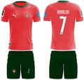 Portugal Home Football Kit Ronaldo Shirt & Shorts Set for Kids Youth