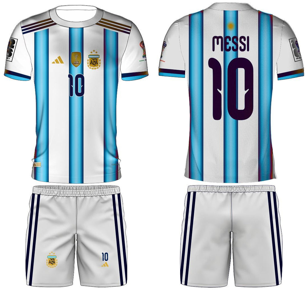 Argentina #10 Messi Football Kit – Home Jersey & Shorts Set