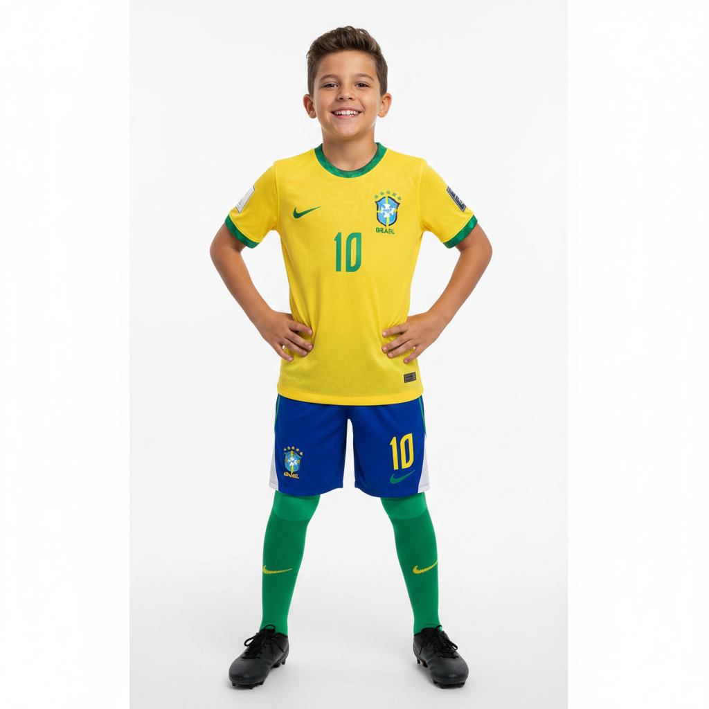 Boy Wearing Brazil Kit